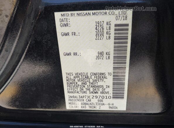 1N4AL3AP7JC297010 2018 NISSAN ALTIMA Черный Вид подкапотного пространства