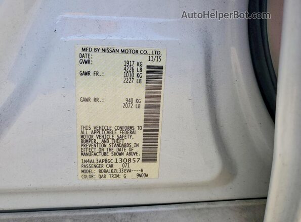 1N4AL3AP8GC130857 2016 NISSAN ALTIMA White Engine compartment view