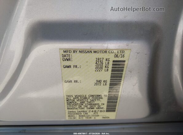 1N4AL3AP8GC248780 2016 NISSAN ALTIMA Silver Vista del compartimento del motor