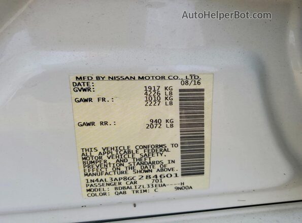 1N4AL3AP8GC284601 2016 NISSAN ALTIMA White Engine compartment view