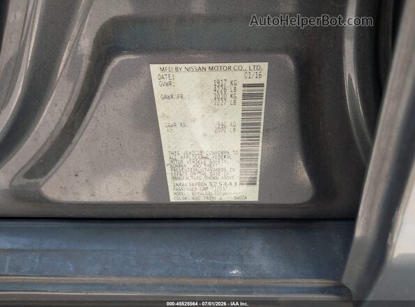 1N4AL3AP8GN325443 2016 NISSAN ALTIMA Gray Շարժիչի բաժամունքի տեսք