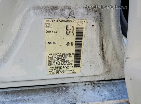 1N4AL3AP8HC472441 2017 NISSAN ALTIMA White Շարժիչի բաժամունքի տեսք