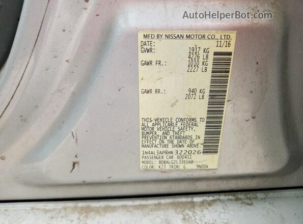 1N4AL3AP8HN322026 2017 NISSAN ALTIMA Silver Widok komory silnika