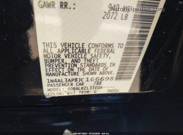 1N4AL3AP8JC166698 2018 NISSAN ALTIMA Black Вид підкапотного простору