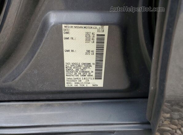 1N4AL3AP8JC185753 2018 NISSAN ALTIMA Gray VIN sticker view