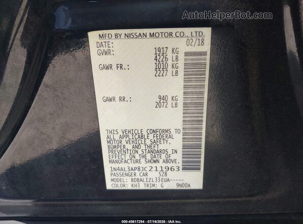 1N4AL3AP8JC211963 2018 NISSAN ALTIMA Black Engine compartment view
