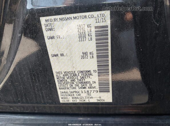 1N4AL3AP9GC118779 2016 NISSAN ALTIMA Black ძრავის განყოფილების ხედი