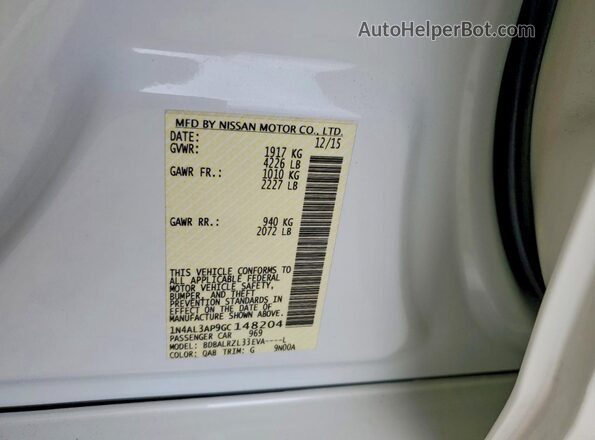 1N4AL3AP9GC148204 2016 NISSAN ALTIMA White Widok komory silnika