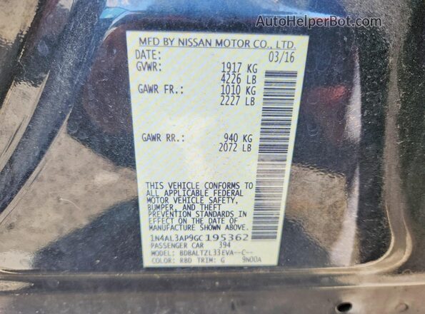 1N4AL3AP9GC195362 2016 NISSAN ALTIMA Gray Շարժիչի բաժամունքի տեսք