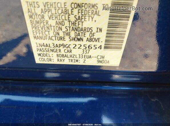 1N4AL3AP9GC225654 2016 NISSAN ALTIMA Blue Vista del compartimento del motor