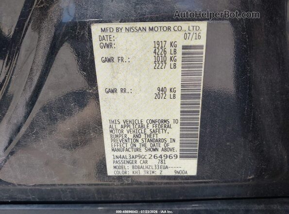 1N4AL3AP9GC264969 2016 NISSAN ALTIMA Black Շարժիչի բաժամունքի տեսք