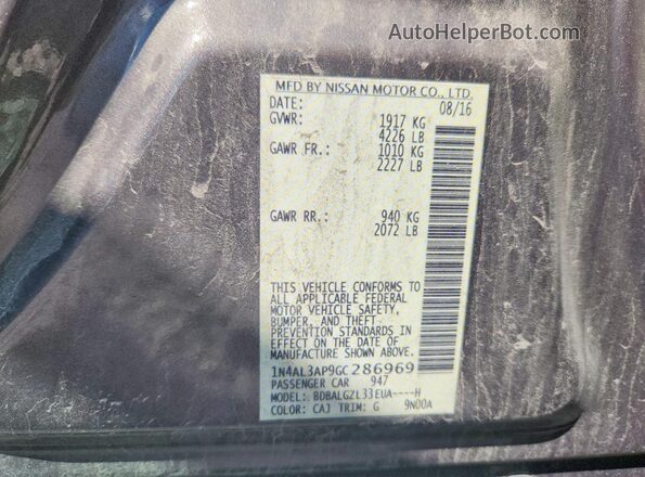 1N4AL3AP9GC286969 2016 NISSAN ALTIMA Brown Vista del compartimento del motor
