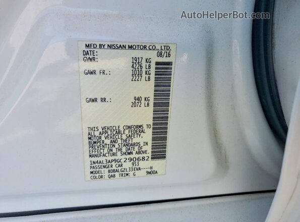 1N4AL3AP9GC290682 2016 NISSAN ALTIMA White Widok komory silnika