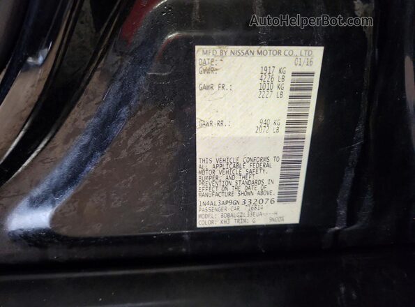 1N4AL3AP9GN332076 2016 NISSAN ALTIMA Black ძრავის განყოფილების ხედი