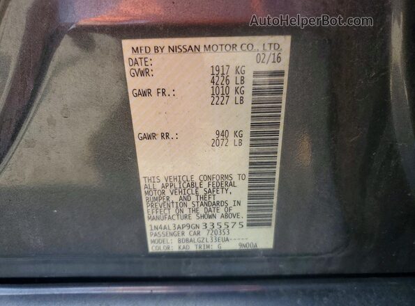 1N4AL3AP9GN335575 2016 NISSAN ALTIMA Gray ძრავის განყოფილების ხედი