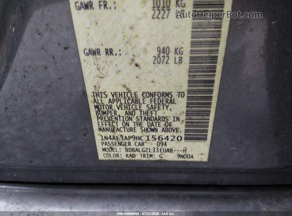 1N4AL3AP9HC156420 2017 NISSAN ALTIMA Серый Вид подкапотного пространства