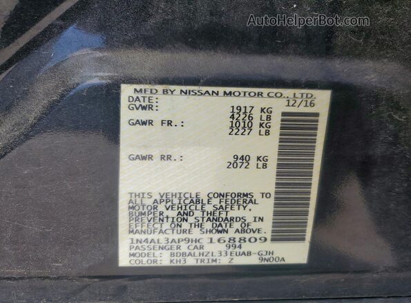 1N4AL3AP9HC168809 2017 NISSAN ALTIMA Черный Вид подкапотного пространства