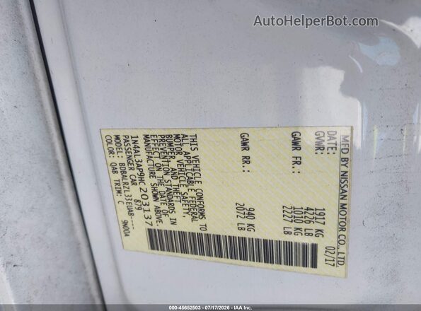 1N4AL3AP9HC203137 2017 NISSAN ALTIMA White Widok komory silnika