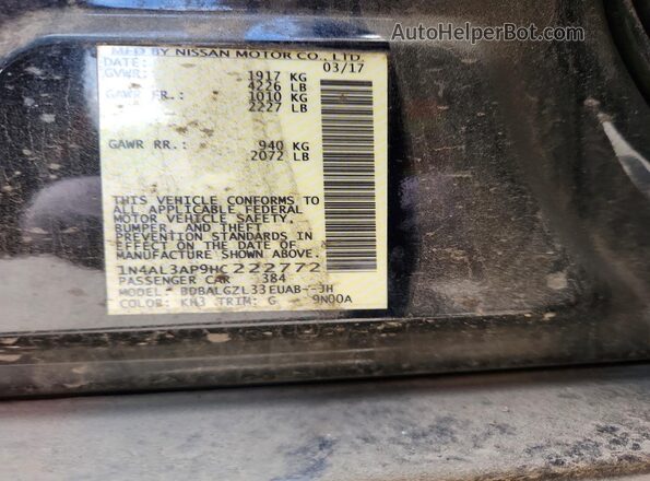 1N4AL3AP9HC222772 2017 NISSAN ALTIMA Black VIN sticker view