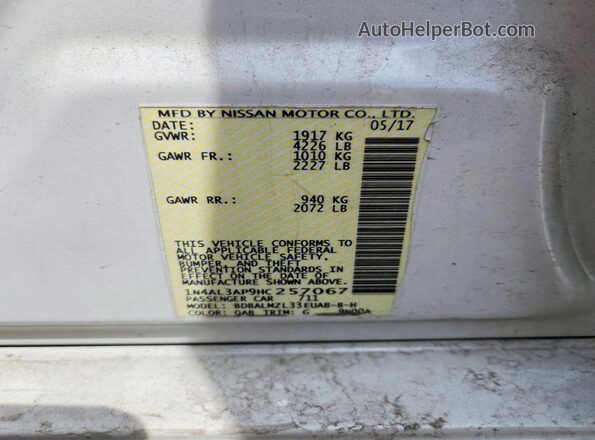 1N4AL3AP9HC257067 2017 NISSAN ALTIMA Белый Вид подкапотного пространства
