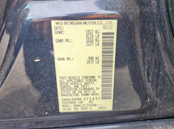 1N4AL3AP9HC271437 2017 NISSAN ALTIMA Gray Vista del compartimento del motor