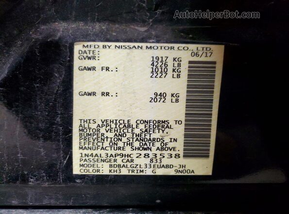 1N4AL3AP9HC283538 2017 NISSAN ALTIMA Black Вид підкапотного простору