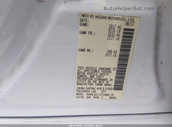 1N4AL3AP9HC483500 2017 NISSAN ALTIMA White Вид підкапотного простору