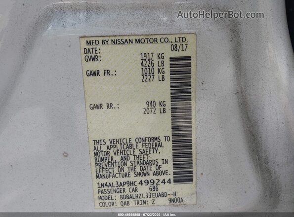 1N4AL3AP9HC499244 2017 NISSAN ALTIMA White Вид підкапотного простору