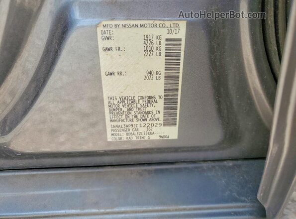 1N4AL3AP9JC122029 2018 NISSAN ALTIMA Серый Вид подкапотного пространства