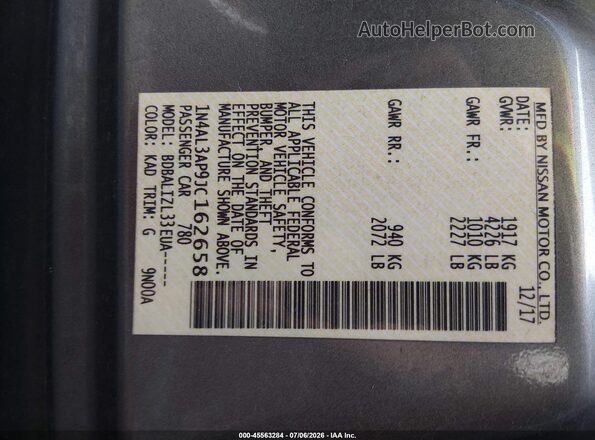 1N4AL3AP9JC162658 2018 NISSAN ALTIMA Silver Вид підкапотного простору