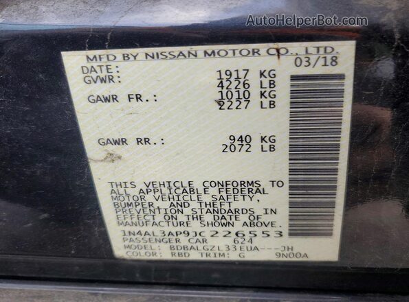 1N4AL3AP9JC226553 2018 NISSAN ALTIMA Charcoal Շարժիչի բաժամունքի տեսք