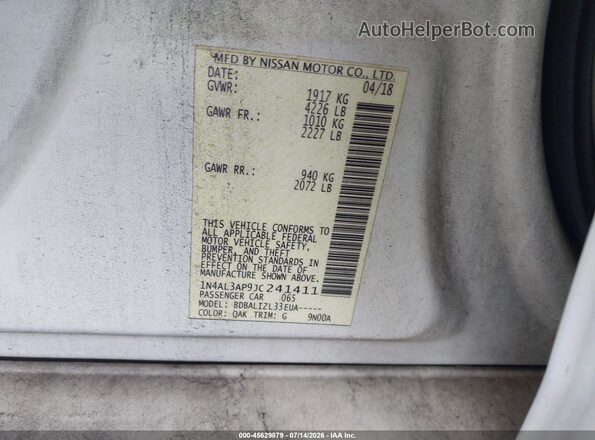 1N4AL3AP9JC241411 2018 NISSAN ALTIMA Белый Вид подкапотного пространства