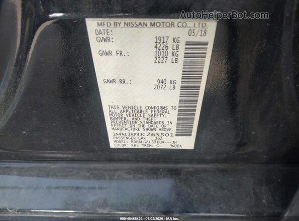 1N4AL3AP9JC265501 2018 NISSAN ALTIMA Black Вид підкапотного простору