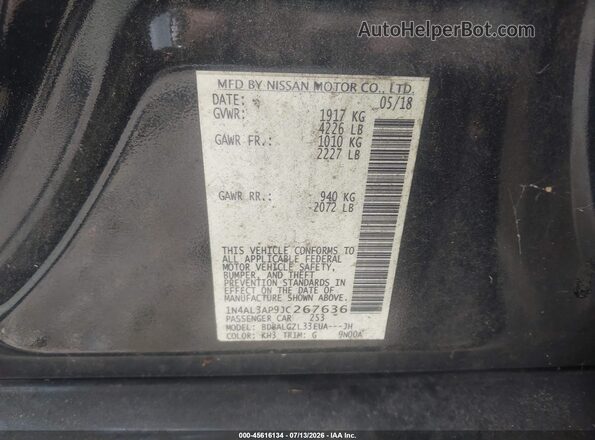 1N4AL3AP9JC267636 2018 NISSAN ALTIMA Black Շարժիչի բաժամունքի տեսք
