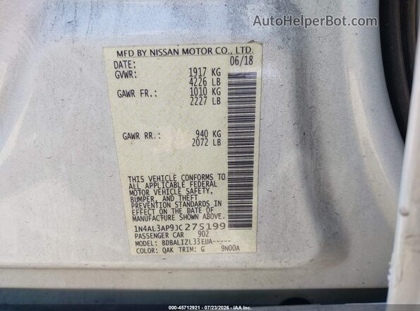 1N4AL3AP9JC275199 2018 NISSAN ALTIMA White Widok komory silnika
