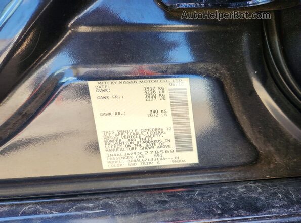 1N4AL3AP9JC278569 2018 NISSAN ALTIMA Black VIN կոդի պիտակի տեսք