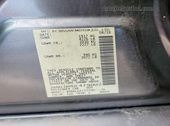 1N4AL3AP9JC479002 2018 NISSAN ALTIMA Gray Widok komory silnika