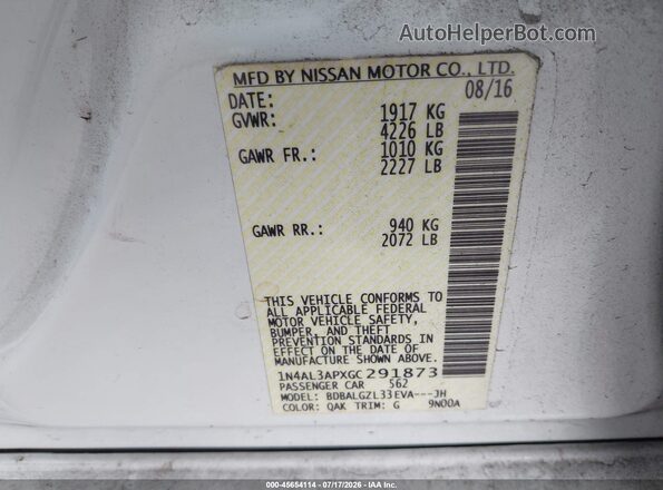 1N4AL3APXGC291873 2016 NISSAN ALTIMA White Engine compartment view
