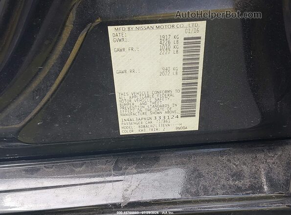 1N4AL3APXGN333124 2016 NISSAN ALTIMA Черный Вид подкапотного пространства