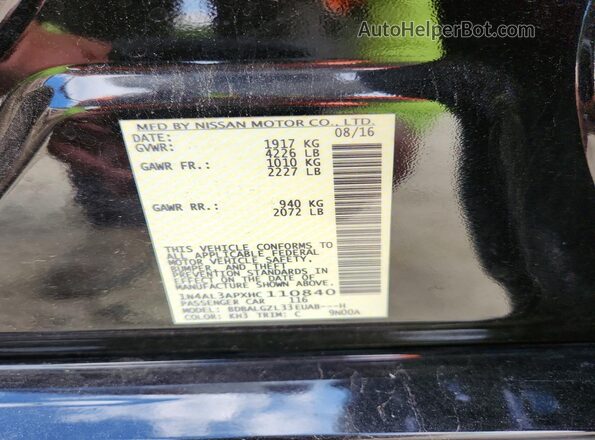 1N4AL3APXHC110840 2017 NISSAN ALTIMA Black Շարժիչի բաժամունքի տեսք