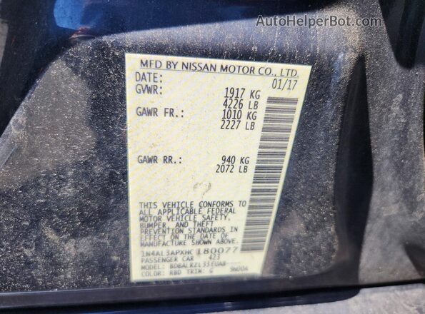 1N4AL3APXHC180077 2017 NISSAN ALTIMA Черный Вид подкапотного пространства