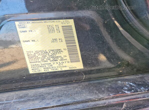 1N4AL3APXHC231979 2017 NISSAN ALTIMA Black Engine compartment view
