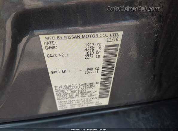 1N4AL3APXHN322769 2017 NISSAN ALTIMA Gold Engine compartment view