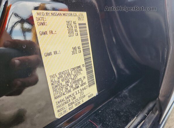 1N4AL3APXJC113467 2018 NISSAN ALTIMA Black Engine compartment view