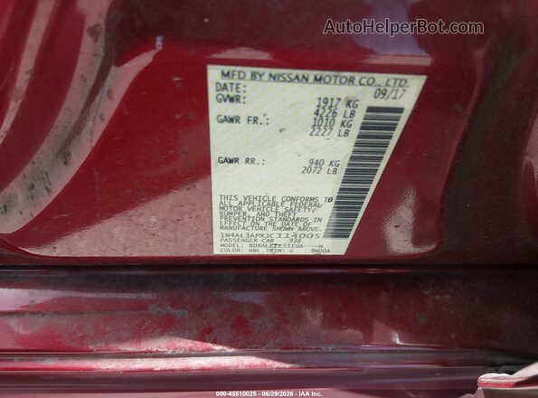 1N4AL3APXJC114005 2018 NISSAN ALTIMA Red Widok komory silnika