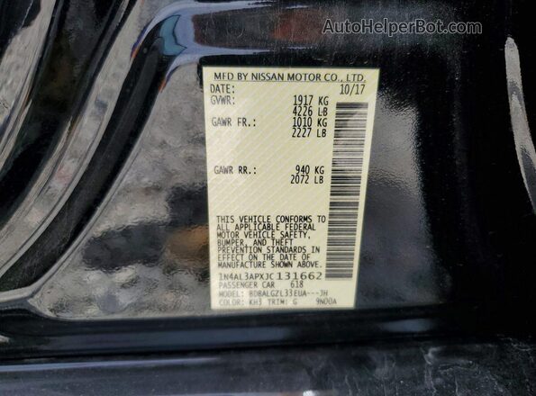 1N4AL3APXJC131662 2018 NISSAN ALTIMA Black ძრავის განყოფილების ხედი