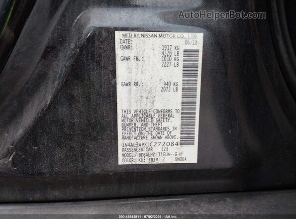 1N4AL3APXJC272084 2018 NISSAN ALTIMA Black Widok komory silnika