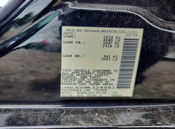 1N4AL4CV2MN324981 2021 NISSAN ALTIMA Black Շարժիչի բաժամունքի տեսք