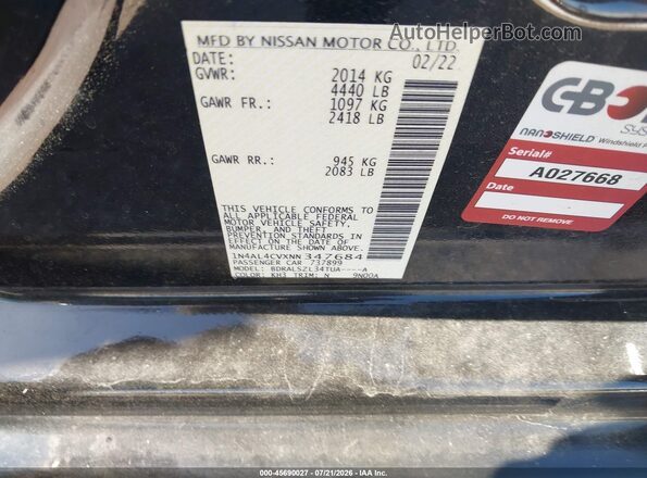 1N4AL4CVXNN347684 2022 NISSAN ALTIMA Черный Вид подкапотного пространства