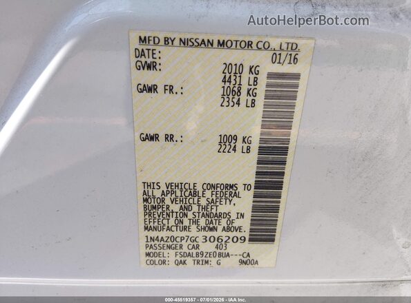 1N4AZ0CP7GC306209 2016 NISSAN LEAF White Vista del compartimento del motor